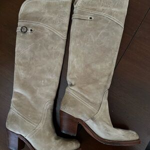 Frye Women's Beige Leather Knee-High Boots